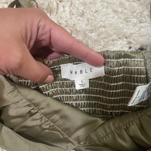 Olive Satin Brami, Crop Top, Size Large - Picture 3 of 3